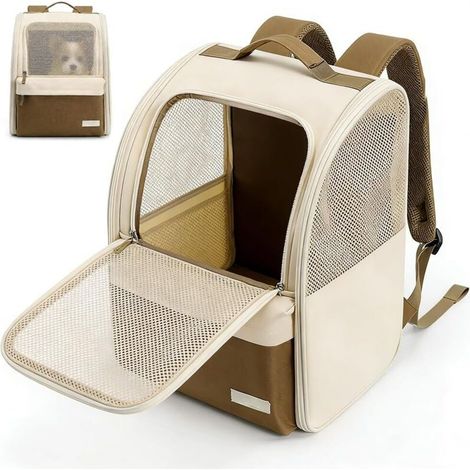 Hunde- und Katzenrucksack, atmungsaktives Netzgewebe, Sicherheitsleine, faltbar, wasserdicht, 600D Oxford-Gewebe, für Haustiere bis 15 kg (1/5)