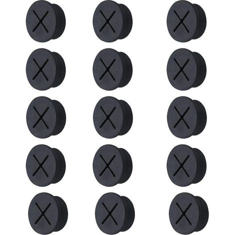 Passe Câble en Silicone, Oeillets de Trou de Câble, Couvercle de Trou de Câble, Câble Oeillet, Passe Câbles en Plastique, Trou Passe Câbles Ronds, pour Les Bureaux Couvercle Trou Rangement, 15 Pièces (1/4)