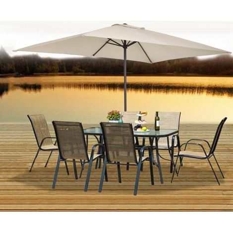 Housse de protection imperméable pour parasol de jardin patio extérieur XXL 200x300cm polyester double couche avec installation facile (1/4)