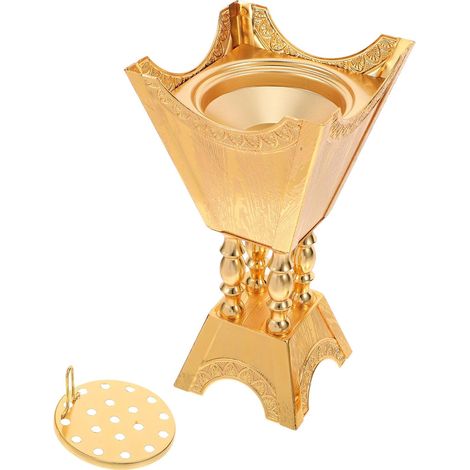 Brûleur de Parfum Arabe en Métal Doré Moyen Format Brûleur de Bakhoor pour Bureau et Maison Encensoir Oriental Décoratif Adapté Yoga Contemplation et Spa (1/5)