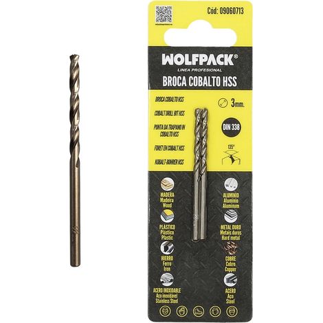 Broca cilíndrica Ø3mm fabricada en cobalto HSS DIN 338 (Blíster de 2 unidades) (1/5)