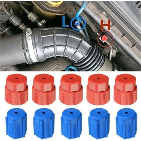 Lot de 10 bouchons pour climatisation automobile, haute et basse pression, pour valve de climatisation. (1/5)