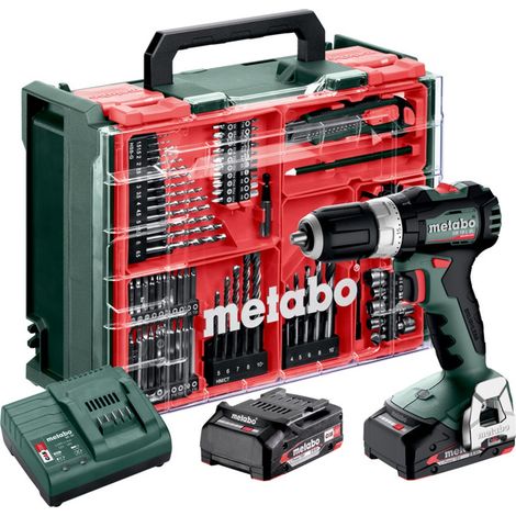 Metabo Akku-Schlagbohrschrauber SB 18 L BL Set, incl. 2x Akku Li-Power 2 Ah, Ladegerät, Zubehör-Set 78-tlg., Kunststoffkoffer