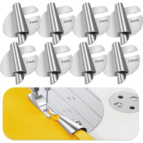 Prensatelas para baberos de 8 tamaños, anchos y estrechos, para máquinas de coser manuales. (1/5)