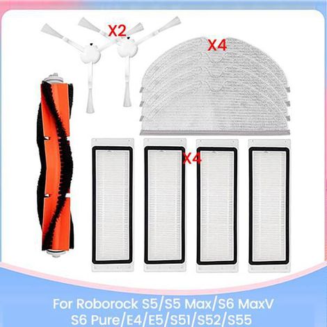 1 jeu de couleurs : voir photo. Matière : plastique et tissu. Compatible avec Roborock S5/S5 Max/S6. (1/5)