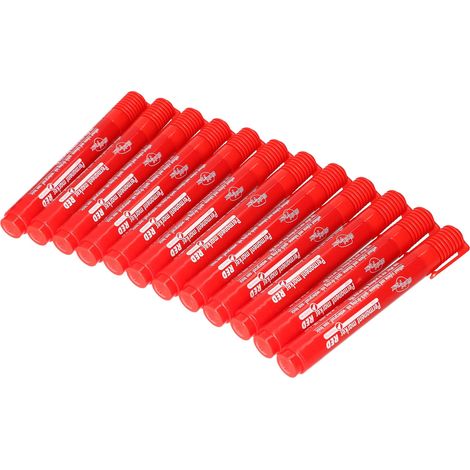 Marqueur permanent rouge imperméable - 12 pièces. (1/5)