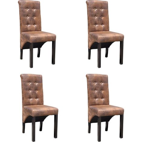 Chaises de salle à manger 4 pcs Marron Similicuir 5 (1/5)