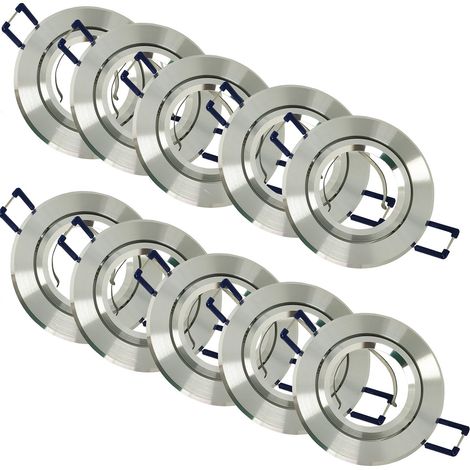 10 x Fixations orientables de Spot encastrable Aluminium poli (1/5)