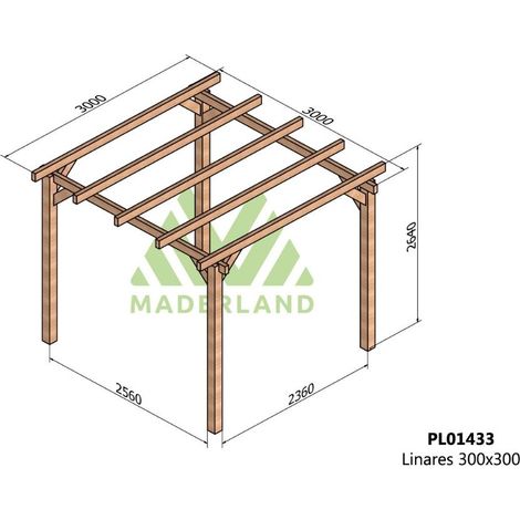 Pérgola de Madera Laminada Linares (Maderland) - Gardeneas - 300 x 300 cm