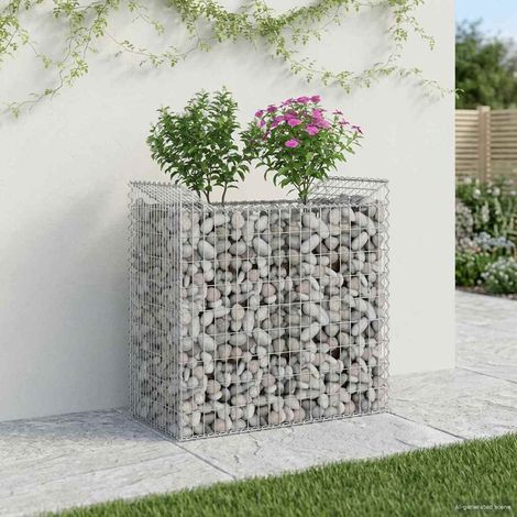 Gabionen Hochbeet Silber 50 x 100 x 100 cm Verzinkter Stahl
