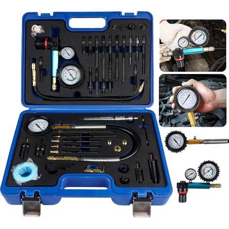 46-piece compression tester set for gasoline and diesel engines, pressure loss tester, cylinder pressure tester, suitable for HDI, TDCi, and pump dust engines (1/5)