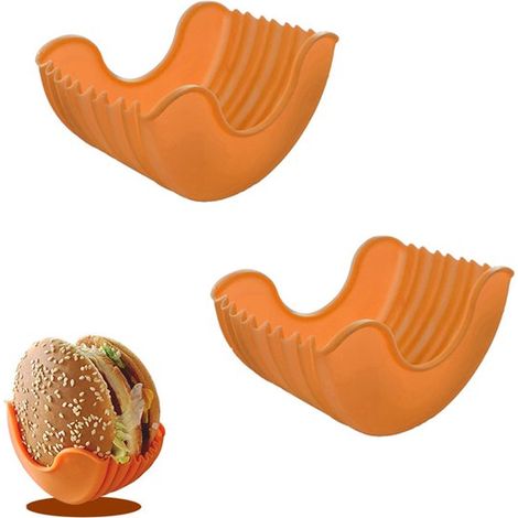 Supporto per hamburger in silicone in 2 pezzi, clip estensibile per hamburger, ausilio per mangiare hamburger e panini, senza contatto, anti-ribaltamento, pratico ausilio per mangiare (1/5)
