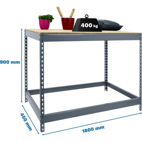 Simonrack Banco di lavoro robusto in metallo e legno 900x1800 mm