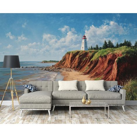 Fototapete Ozean Leuchtturm Natur, für Wohnzimmer und Schlafzimmer, 150 x 105 cm – Komplettset inkl. Kleister & Anleitung (1/5)