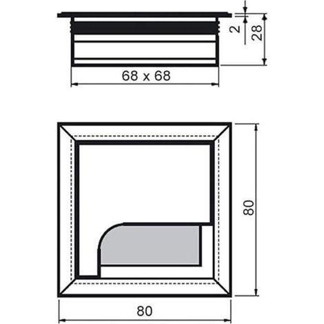 Couvercle de Passe-Câbles en Aluminium - 80x80mm - Noir - Lot de 4 - Pour Encastrement de Table (1/5)