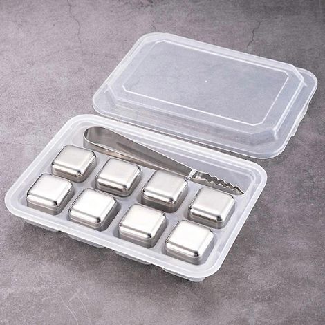 Glaçons réutilisables en acier inoxydable, lot de 8 glaçons rafraîchissants (1/5)