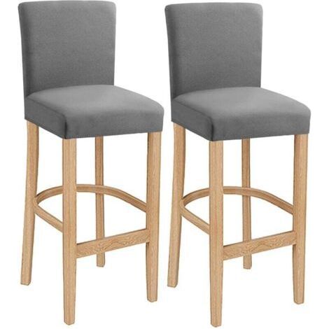 Bar Chair Covers, Washable Stretch Removable Chair Cover for Short Swivel Dining Chair Back Chair Bar Stool Chair (Light Grey, 2 Pcs) (1/5)