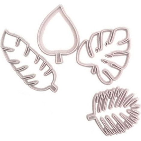 Ausstechform für tropische Blätter (4er-Set), Monstera-Blatt-Ausstechform aus Kunststoff, Fondant-Torten-Dekorationsform (1/4)