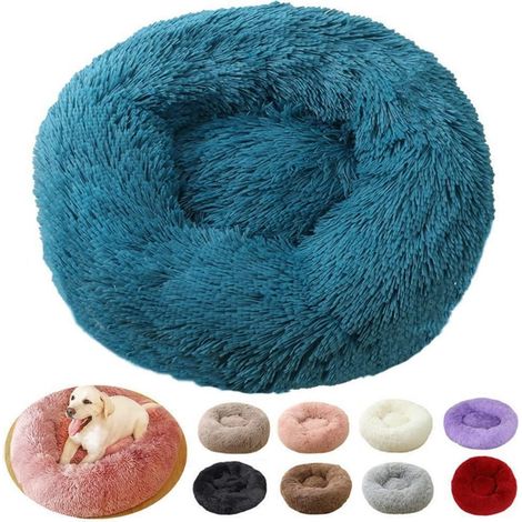 Flauschiges Katzen- & Hundebett Donut, rund, waschbar, 40cm, Blau