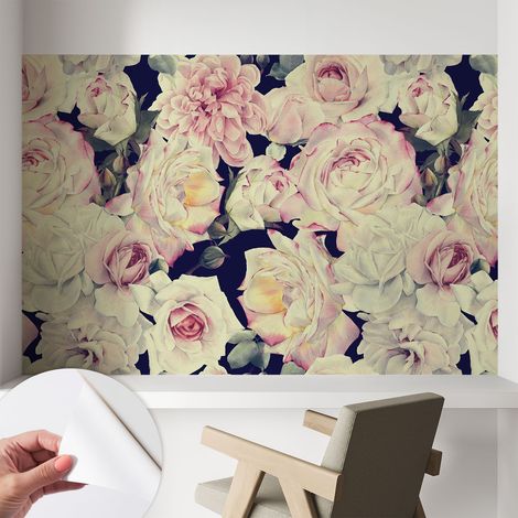 Papier peint autocollant adhésif avec motifs pour salon et chambre accessoire stylé pour votre intérieur Bouquet floral 104x70 cm (1/5)