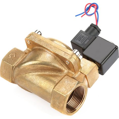 Électrovanne G1-1/4 N/C normalement fermée en laiton, vanne à membrane 2 voies (12 V CC) (1/5)