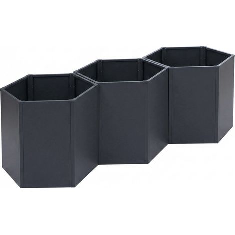 Lot de 3 jardinières sur pied HWC-P64, jardinières sur pied en métal pour légumes/plantes, bacs à fleurs, pots de fleurs