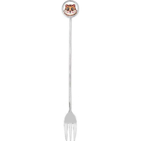 Vaisselle d'extérieur Cuillère à mélanger unique 2 couleurs Fourchette à fruits Exquise Facile à nettoyer Cuillère à dessert Motif tigre élégant Camping
