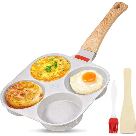 1 Poêle Antiadhésive 4 Trous, Pierre De Maifan, Cuisson Uniforme, Pour Gaz Et Induction, Petit-déjeuner