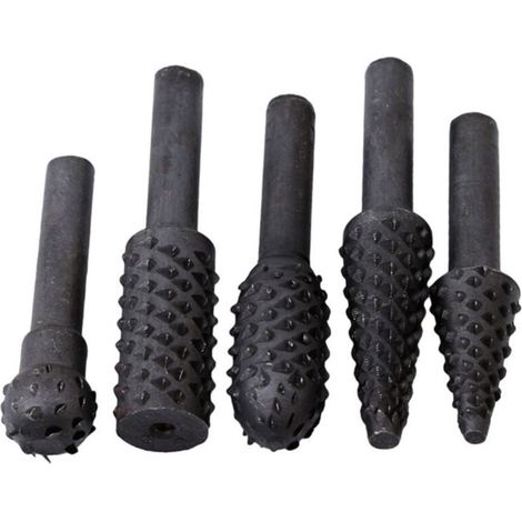 Fraise rotative PCS, lime à sculpter pour bois et plastique, foret à bois, burin à tige ronde de 6,35 mm (1/4 pouce), tête de polissage et de meulage en relief pour menuisier (1/5)