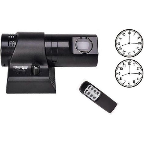 Réveil projecteur ergonomique et élégant haut de gamme, idéal pour la chambre, horloge numérique projetée au plafond ou au mur (noir) (1/5)
