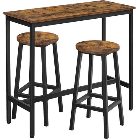 Set tavolo da cucina e sgabelli da bar con 2 sgabelli da bar 100 x 40 x 90 cm per sala da pranzo struttura in acciaio marrone in stile industriale 120005421