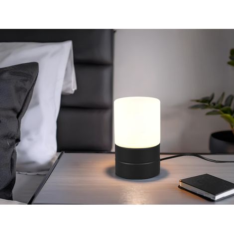 Kleine LED Tischleuchte per touch dimmbar, Schwarz mit Glasschirm, Höhe 15cm (1/5)