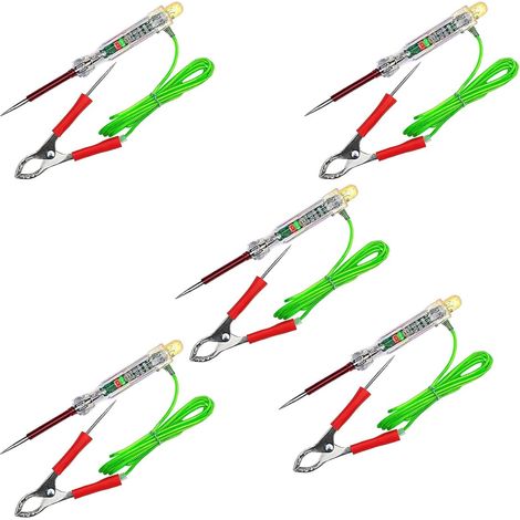 5X Testeur de Circuit LED Automobile 6-24V Lumière de Test avec Double Sonde Pince Crocodile de Antigel de 47 Pouces pour Le Test (1/5)