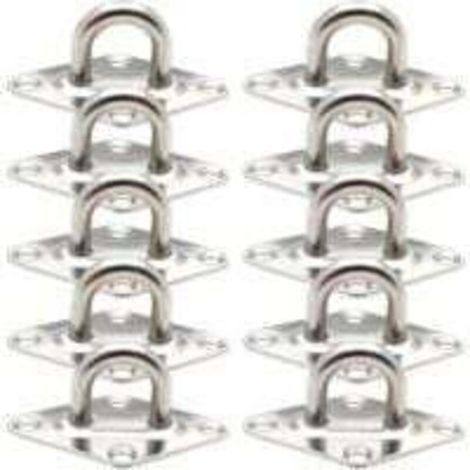 10 Pièces Fixation Anneau d'arrimage, Pontet INOX Oeil Plaques, Crochet d'arrimage Remorque Plaque Oeillet Acier Inoxydable 304 pour Fixer des Remorques Camions Bateaux Kayaks (60 x 36 mm,M5) (1/4)