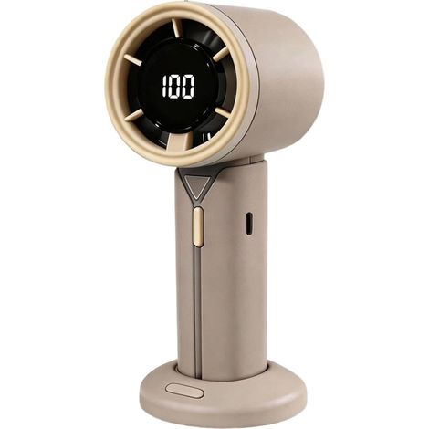 Mini ventilateur portable à main — Ventilateur rechargeable par USB avec 6 vitesses réglables — Ventilateur de bureau léger et silencieux avec base détachable (Café) (1/5)