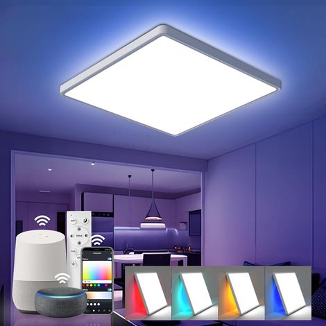 Plafonnier LED Dimmable 40cm, 42W Luminaire Plafond RGB avec Télécommande App, Lumière d'Ambiance 7 Couleurs pour Salon Chambre Enfant Fête, IP44 pour Salle de Bain Cuisine (1/5)