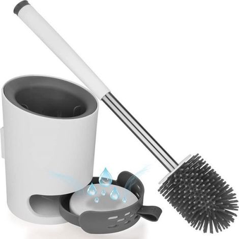 Brosse WC - Tête En Silicone TPR - Tampon En Boue De Diatomée Naturelle - Pour Salle De Bains - 1 Pièce