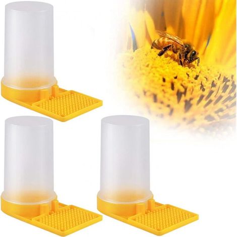 Bee Honey Drinker, 3 Pack Yellow Beekeeping Supplies Beekeeping Tools Beehive Waterer Feeding Equipment (1/4)