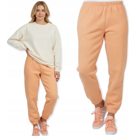 Pantaloni della tuta da ragazza/donna taglia XS, imbottiti con ovatta, color albicocca autunno/inverno. (1/5)