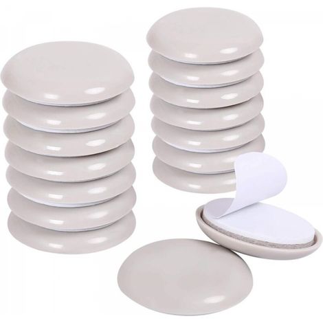 Lot de 16 patins autocollants pour pieds de chaise et moquette, 5,3 cm, ronds et auto-adhésifs, pour déplacer facilement vos meubles (beige). (1/5)