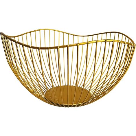 Corbeille à fruits en fil métallique, design flexible, finition bronze, 30 x 30 cm, panier de rangement de cuisine (1/5)