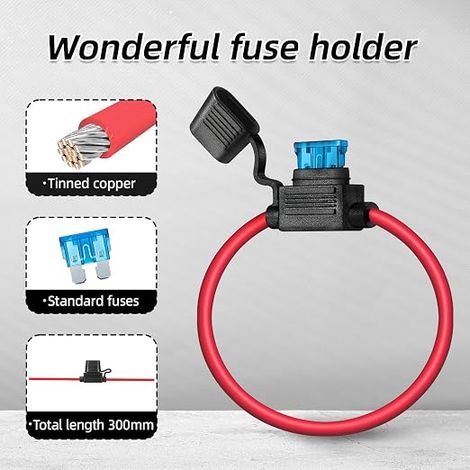 Porte-fusible Moyenne en ligne, ATC/ATO Automotive Fusible plat Porte-fusible étanche pour voiture/camion/moto Fusibles Standard (10A 15A 20A 25A 30A 35A 40A) Extracteur de (1/3)