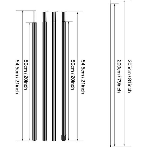 x 200 cm Zeltstangen, universell teleskopierbar, verstellbar, aus Stahl, für Markisen, Überdachungen und Planen (1/5)