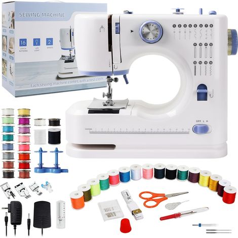 Machine à Coudre Portable Débutant, 16 Modèles de Points Petite Machine à Coudre électrique avec Kit Accessoires, Mini Sewing Machine Facile à Utiliser avec lumière LED, Violet (1/5)