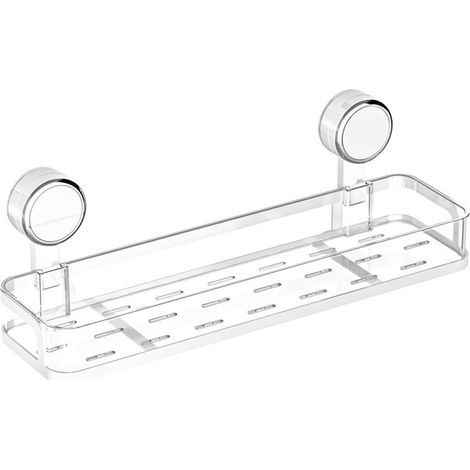 40cm white bathroom shelf with suction cups, no drilling required, waterproof (1/5)