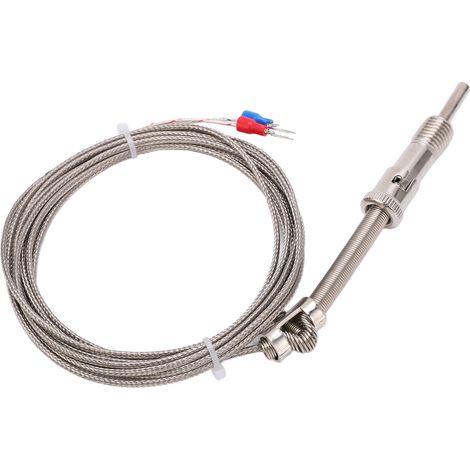 Lot de 2 ressorts de compression type K, sonde thermocouple blindée avec fil de 3 mètres, pour usage industriel en usine, capteur de température haute précision. (1/5)