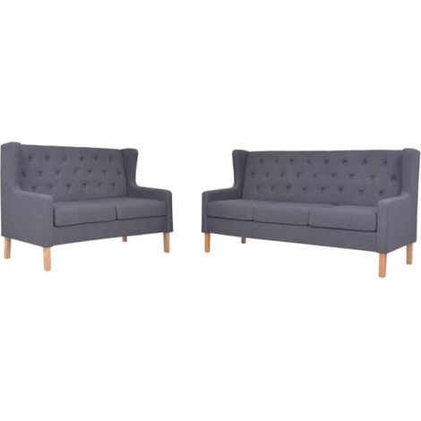 2 pcs Ensemble Canapés droits Contemporain - Sofa Divan Banquette - Tissu Gris Chic-750505 (1/5)
