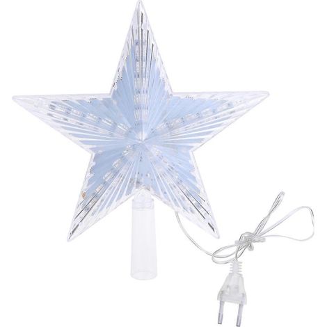 Étoile lumineuse LED pour sapin de Noël, décoration pour la maison, avec prise européenne (blanc chaud) (1/5)