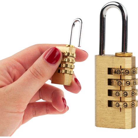 Lucchetto a combinazione in ottone TG66802 con codice a 4 cifre per valigie e zaini.