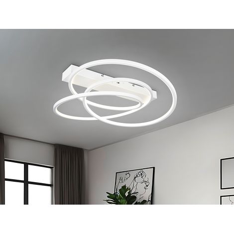Moderne LED Deckenleuchte DARVIN dimmbar in Weiß, Breite 64cm (1/5)